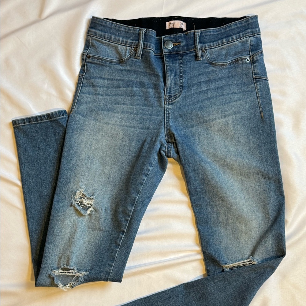 Juicy Couture Distressed Skinny Jeans Size 8 Y2K Mid Rise Stretch